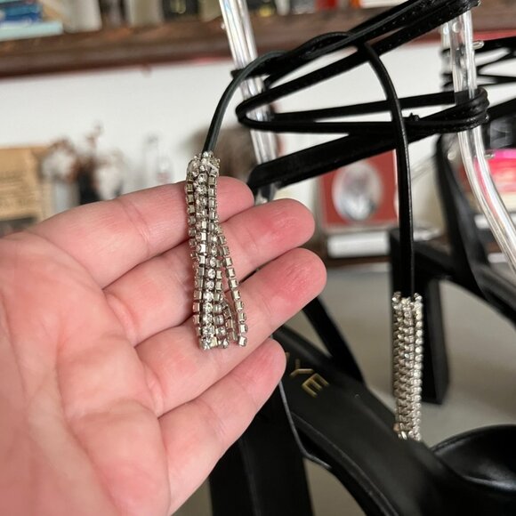 Raye Revolve Black Dot Platform Tie Up Wrap Block Heels - Picture 3 of 14